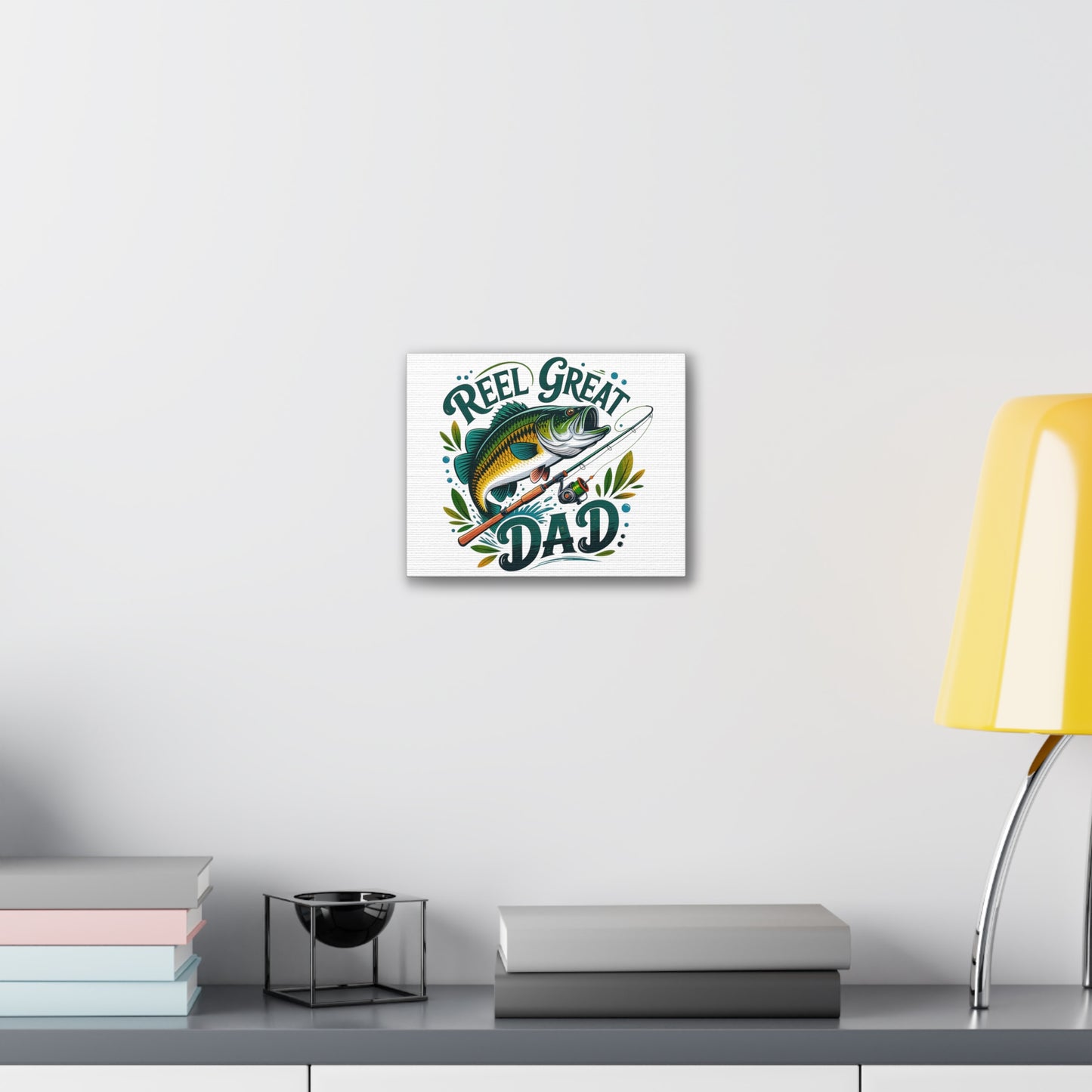 Reel Great Dad Fishing Framed Canvas Wall Art