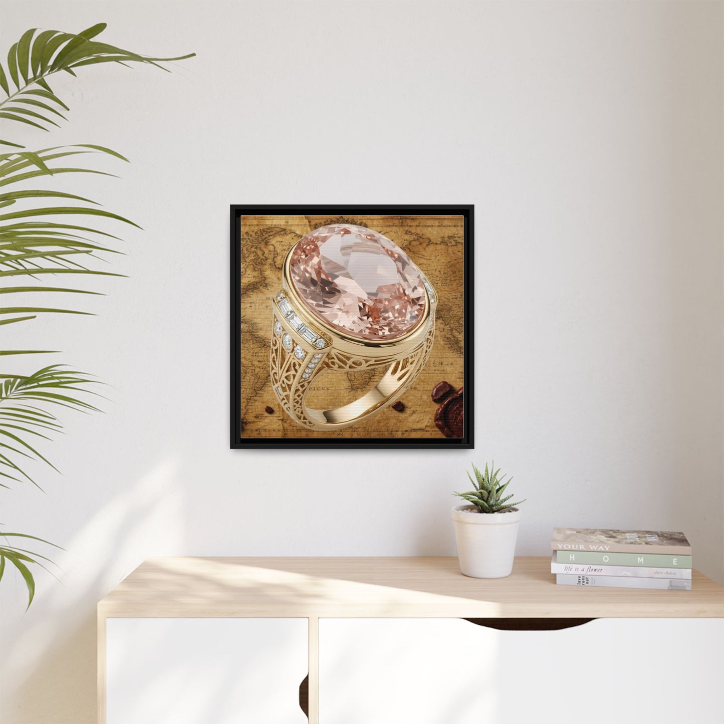 Filigree Morganite Ring Framed Canvas