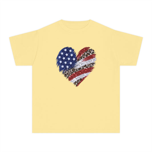 Distressed American Flag Heart Youth T-Shirt