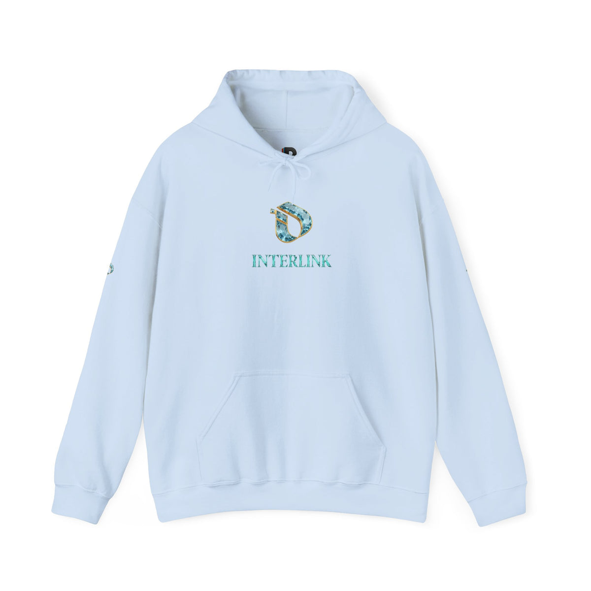 Aquamarine Crest Interlink Men’s Pullover Hoodie