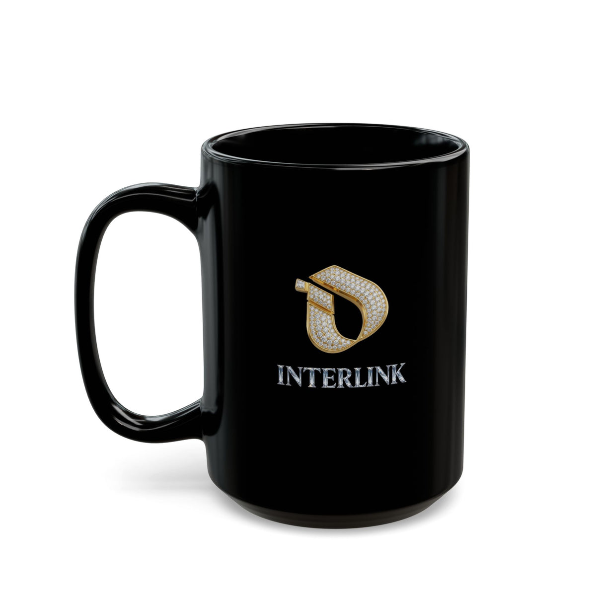 Diamond Facet Noir Interlink Black Ceramic Mug
