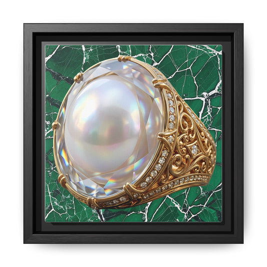Verdant Pearl Ring Framed Canvas