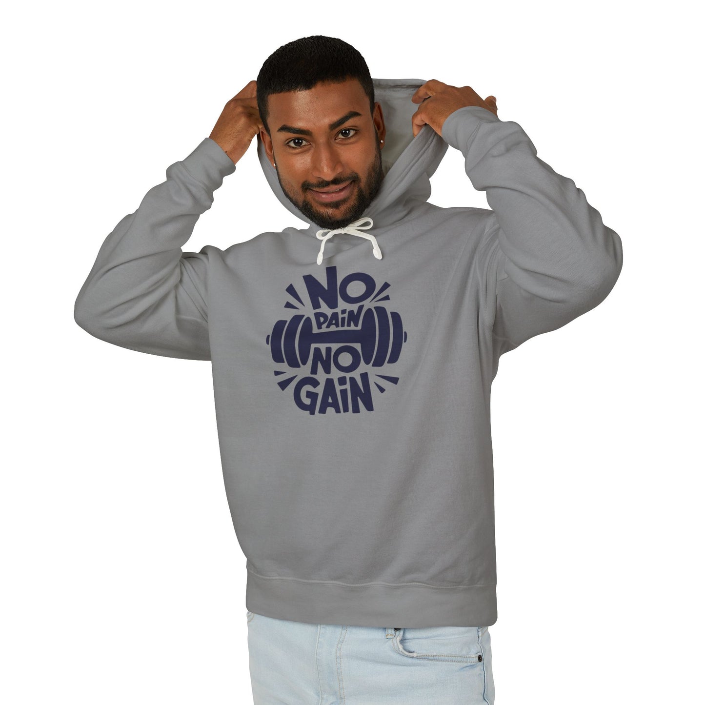 No Pain No Gain Hoodie — Motivational Gym Workout Hooded Sweatshirt