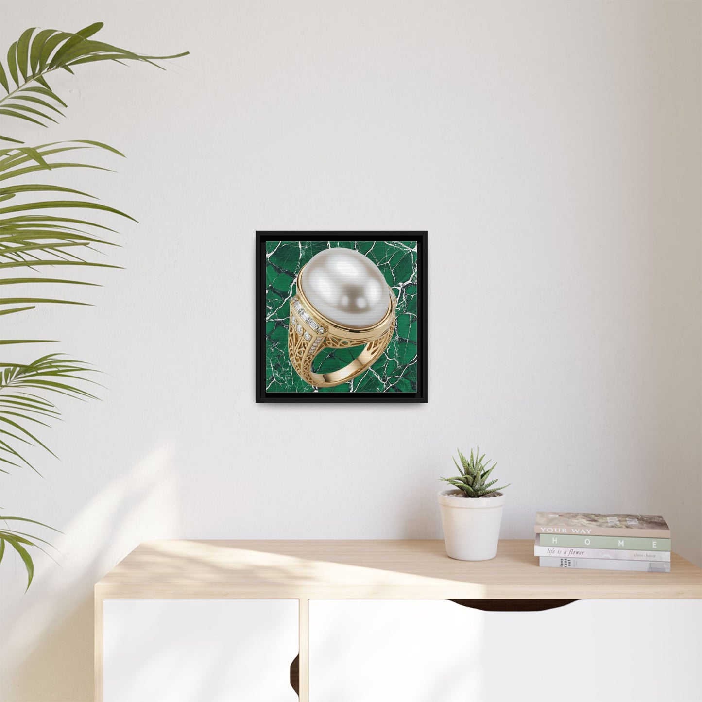 Pearl Ring Close-Up Framed Canvas