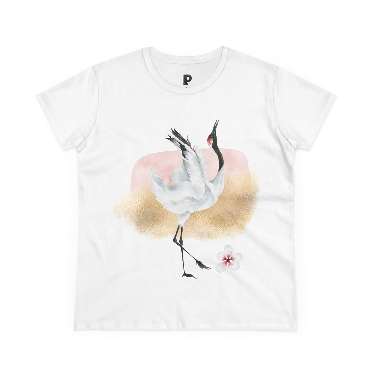 Dancing Red-Crowned Crane Watercolor Women’s Tee