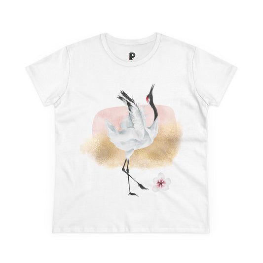Dancing Red-Crowned Crane Watercolor Women’s Tee