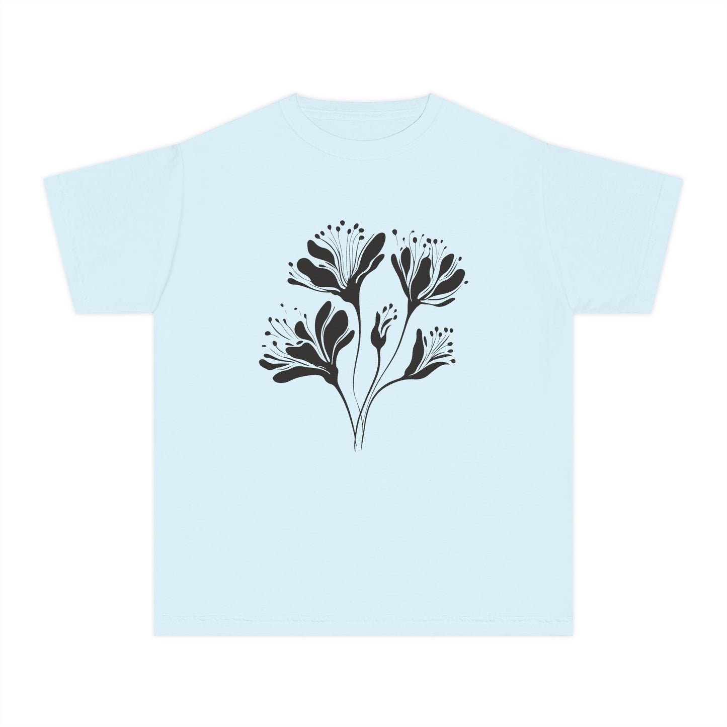 Youth Minimal Black Floral Tee