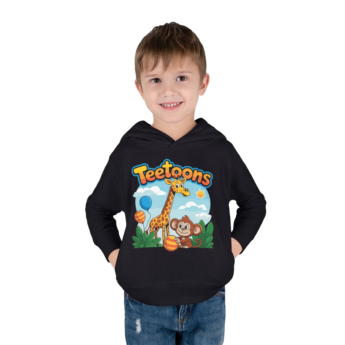 Giraffe and Monkey Toddler Pullover Hoodie