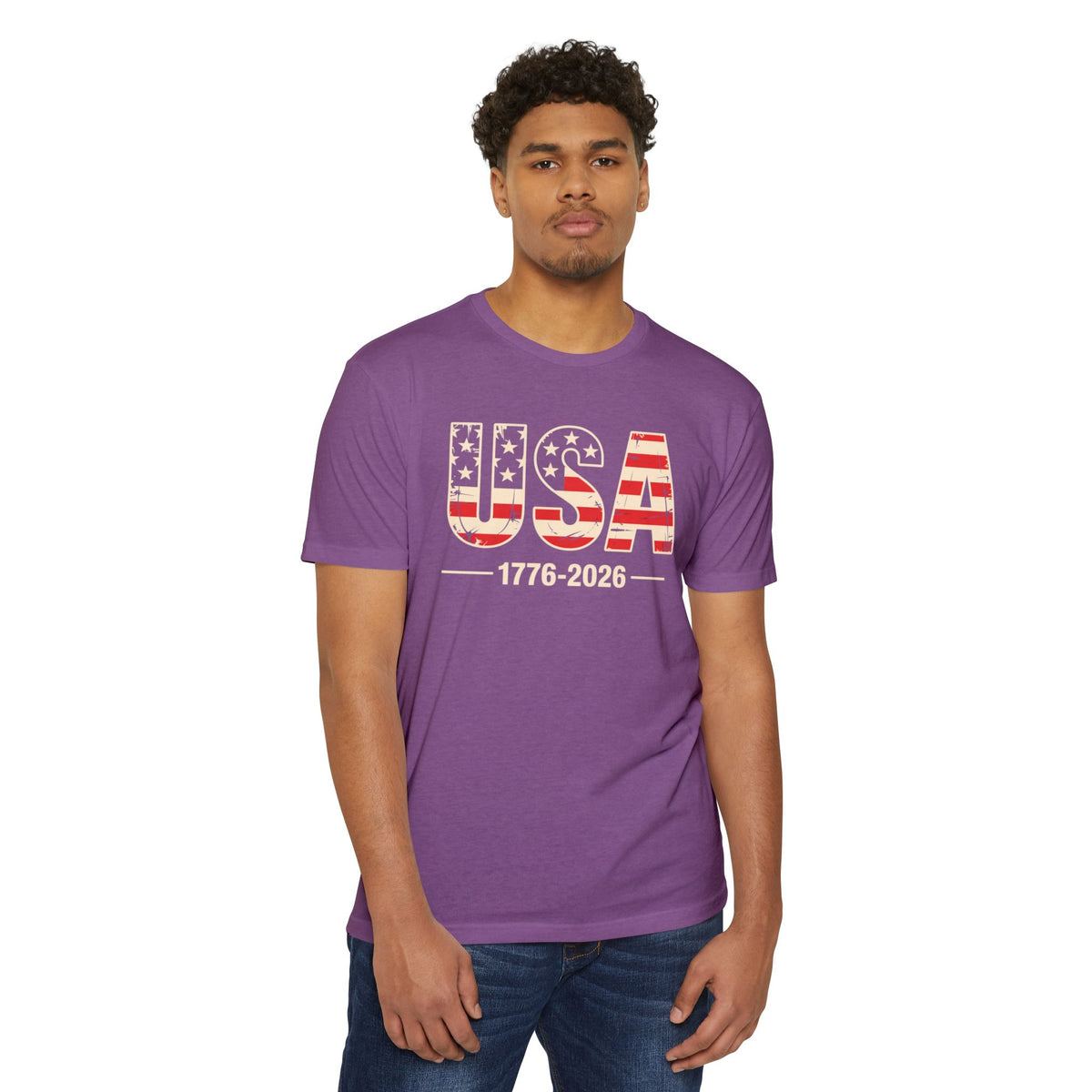USA 1776-2026 Patriotic Flag Graphic T-Shirt