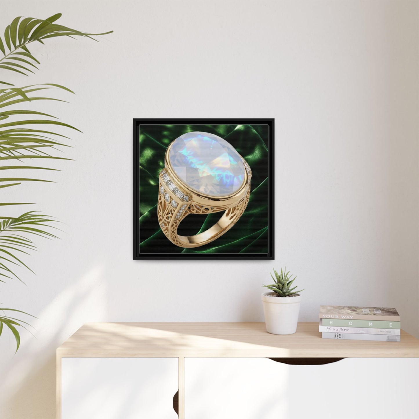 Oval Moonstone Radiance Ring Framed Canvas