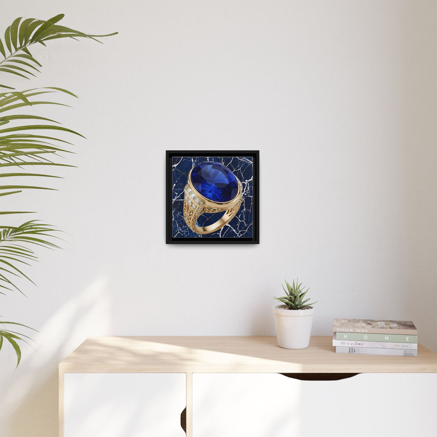 Faceted Sapphire Jewellery Framed Canvas