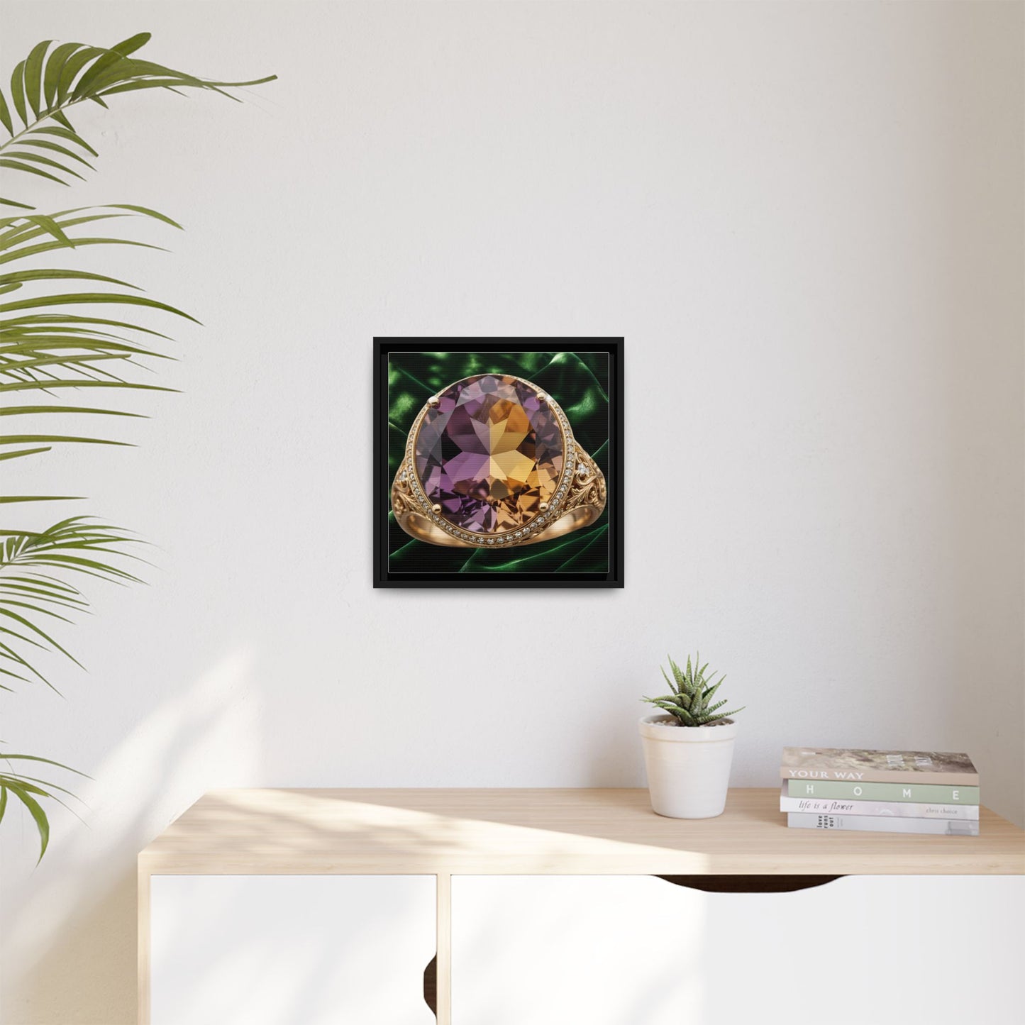 Ametrine Duet in Goldwork Framed Canvas