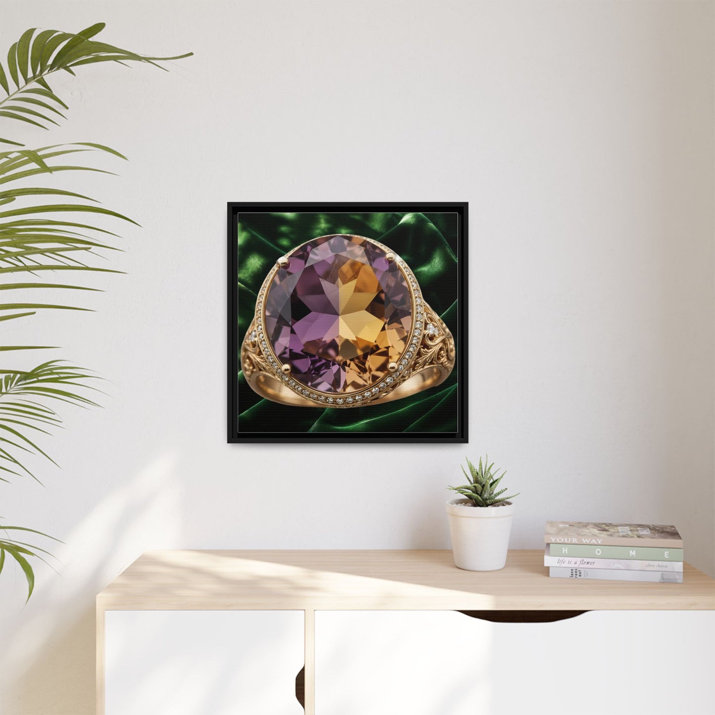 Ametrine Duet in Goldwork Framed Canvas