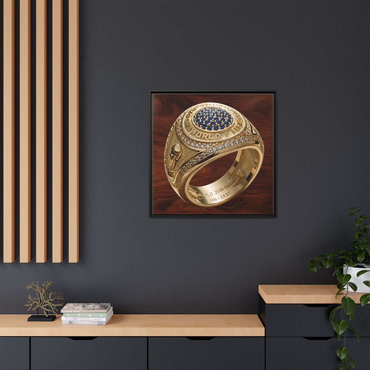 Rosewood 2026 World Football Champion Ring Framed Canvas