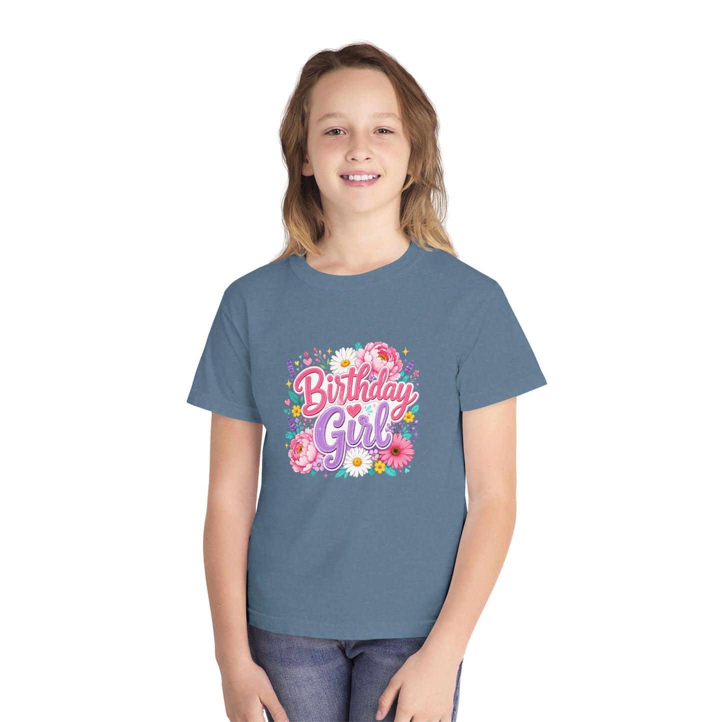 Birthday Girl Floral Youth T-Shirt