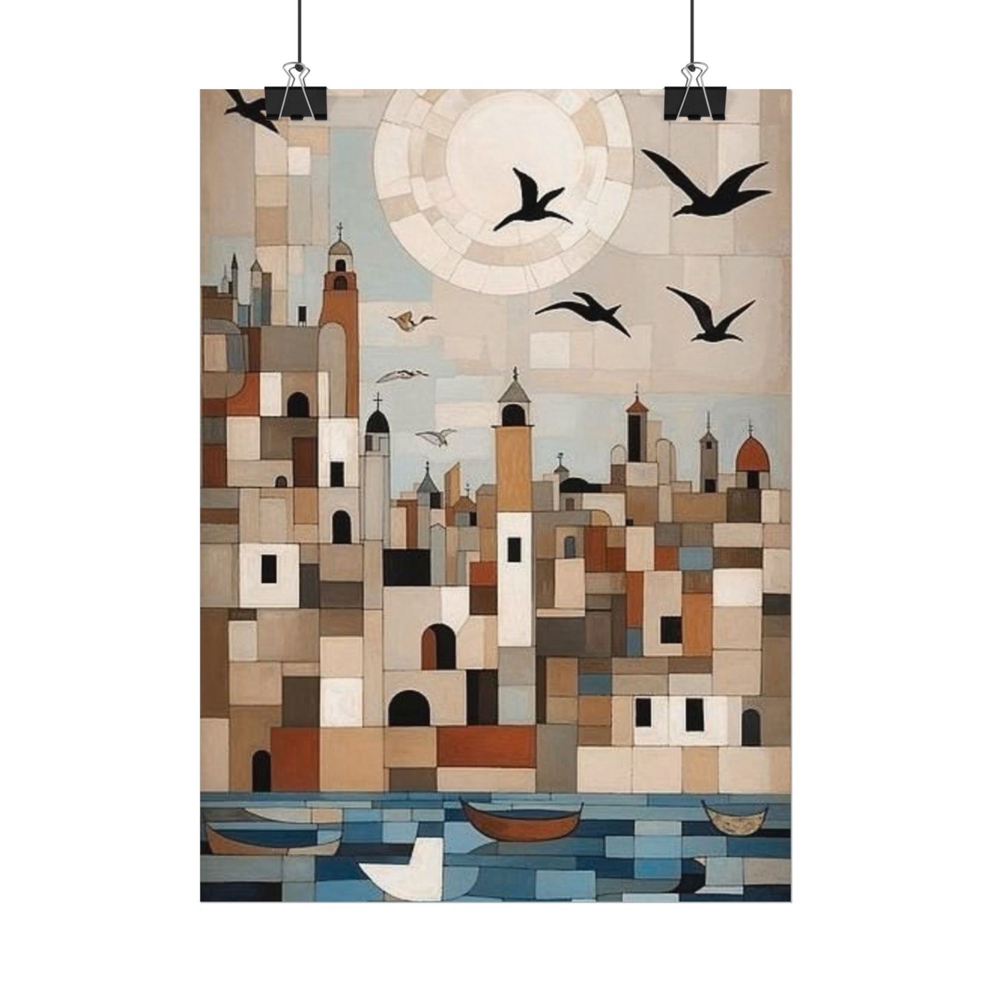 Moonlit Harbour Poster