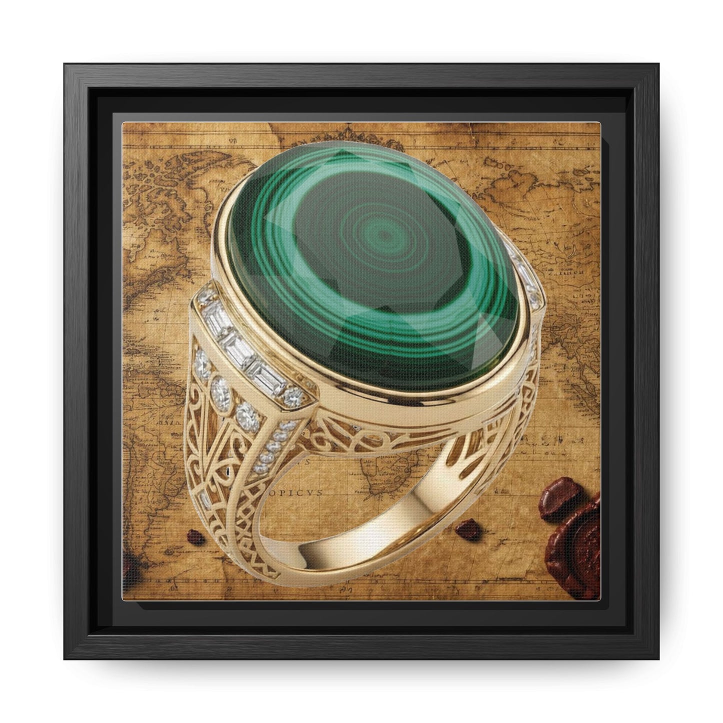 Banded Malachite Ring Framed Canvas