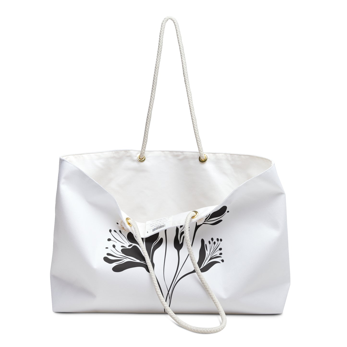 Monochrome Black Floral Weekender Bag
