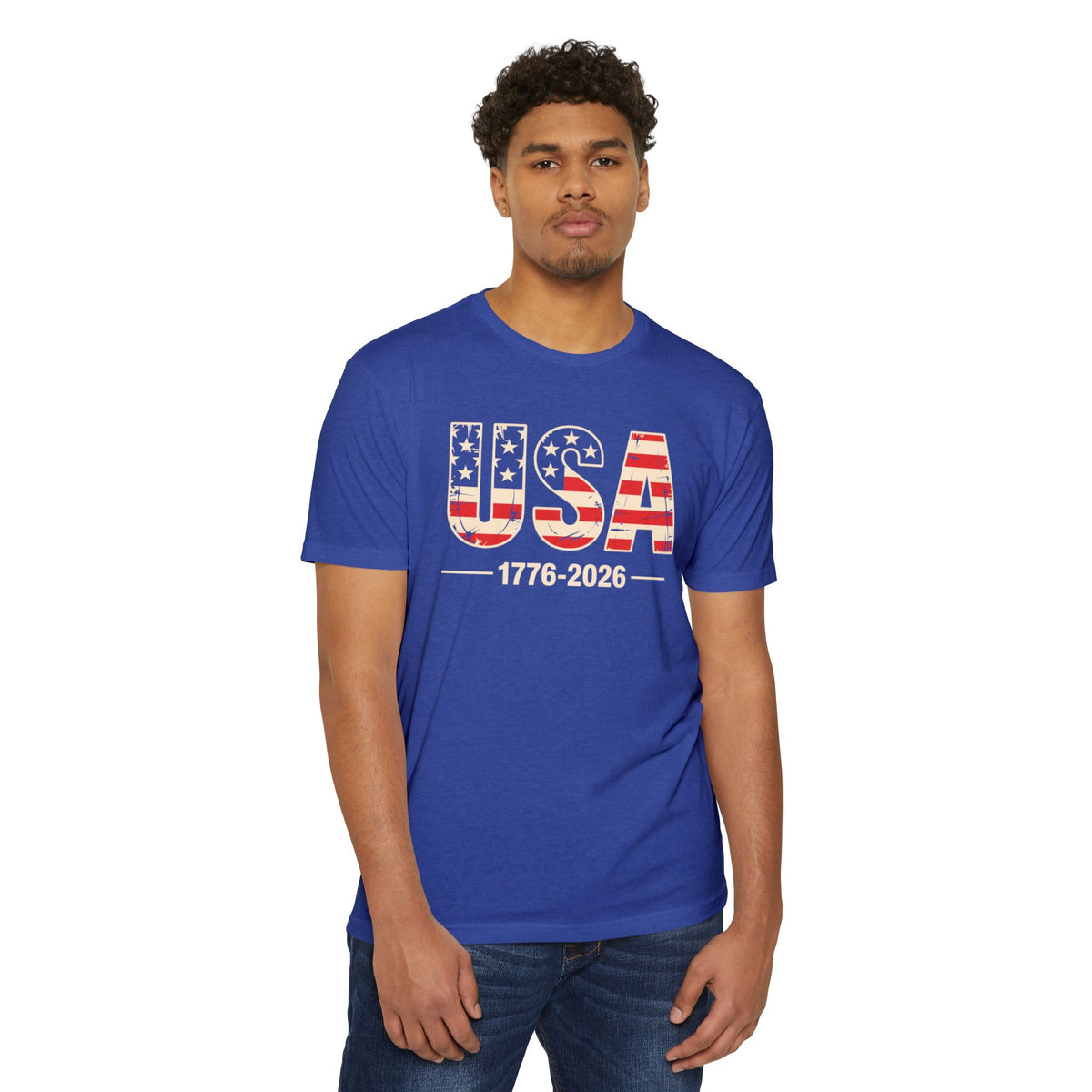 USA 1776-2026 Patriotic Flag Graphic T-Shirt