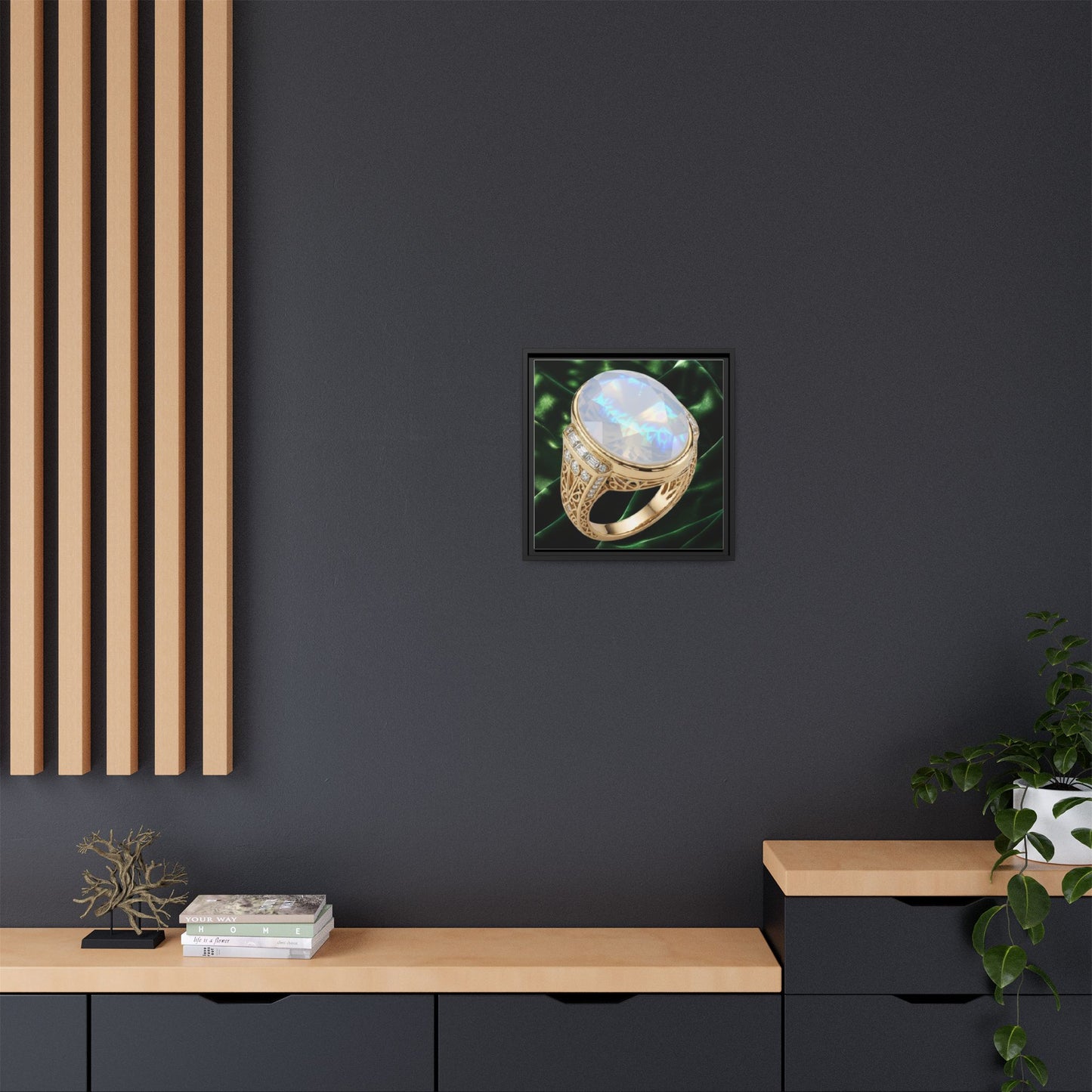 Oval Moonstone Radiance Ring Framed Canvas