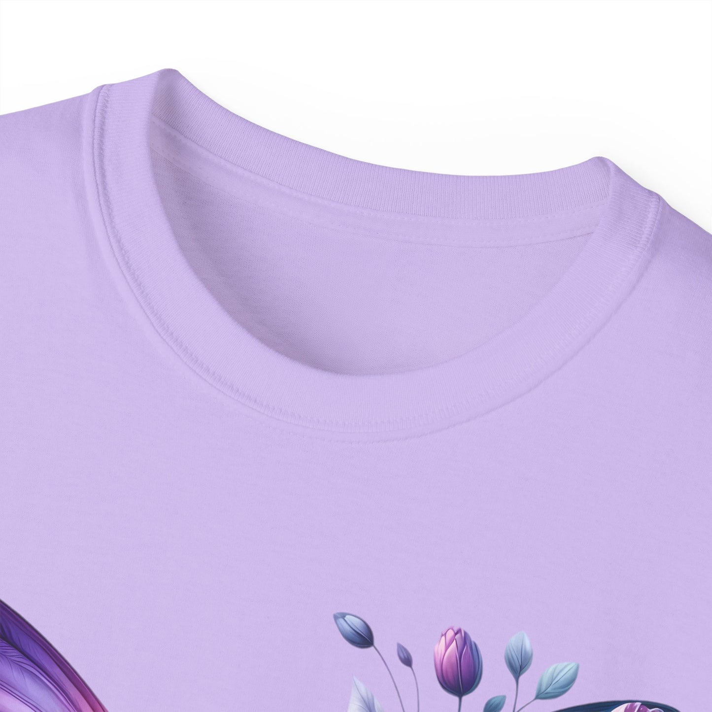 Purple Butterfly Floral Graphic T-Shirt