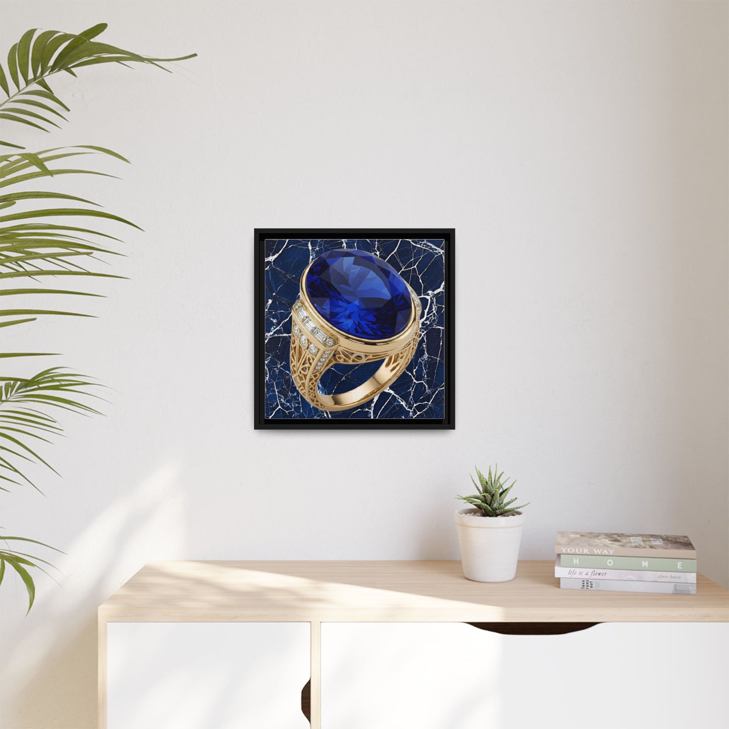 Faceted Sapphire Jewellery Framed Canvas