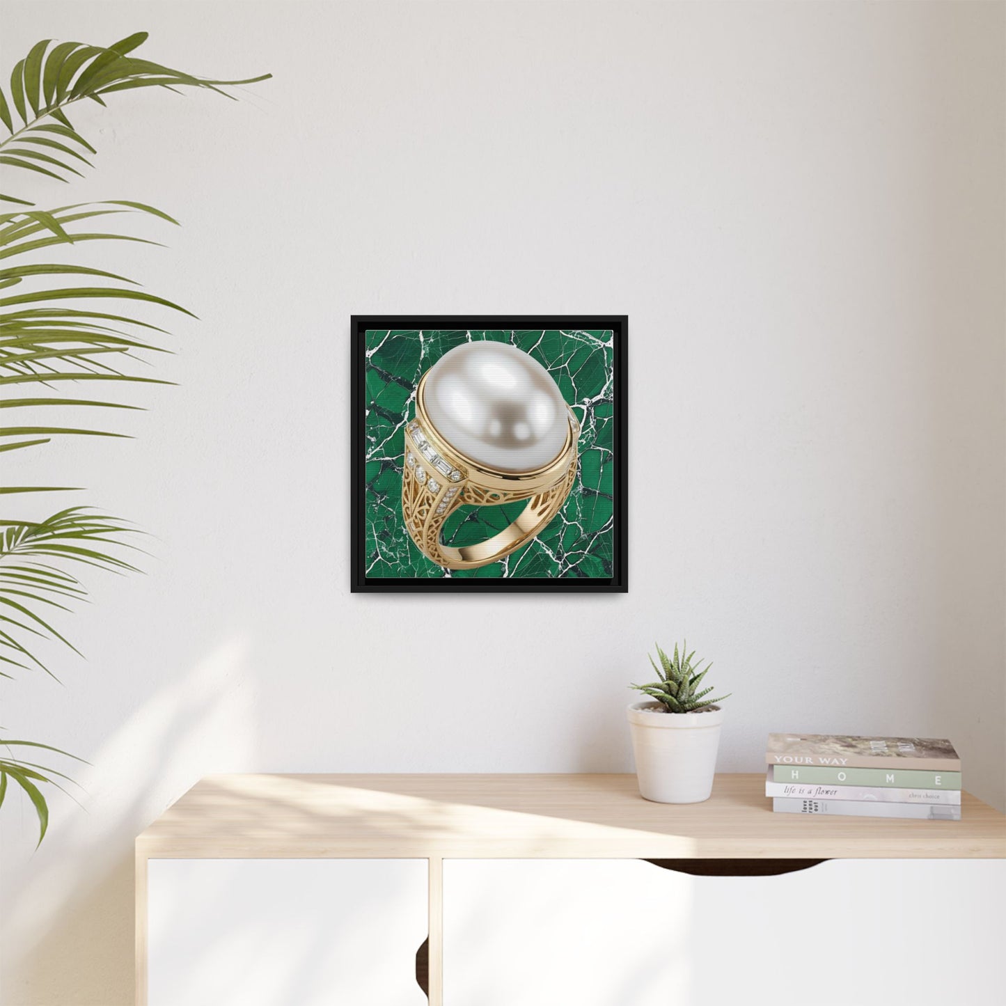 Pearl Ring Close-Up Framed Canvas