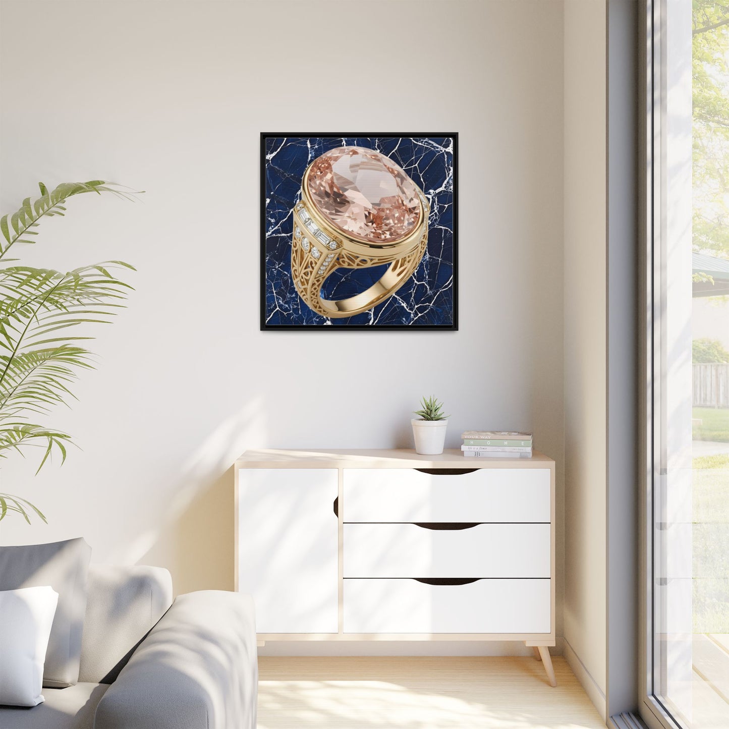 Morganite Ring with Marble Veins Framed Canvas