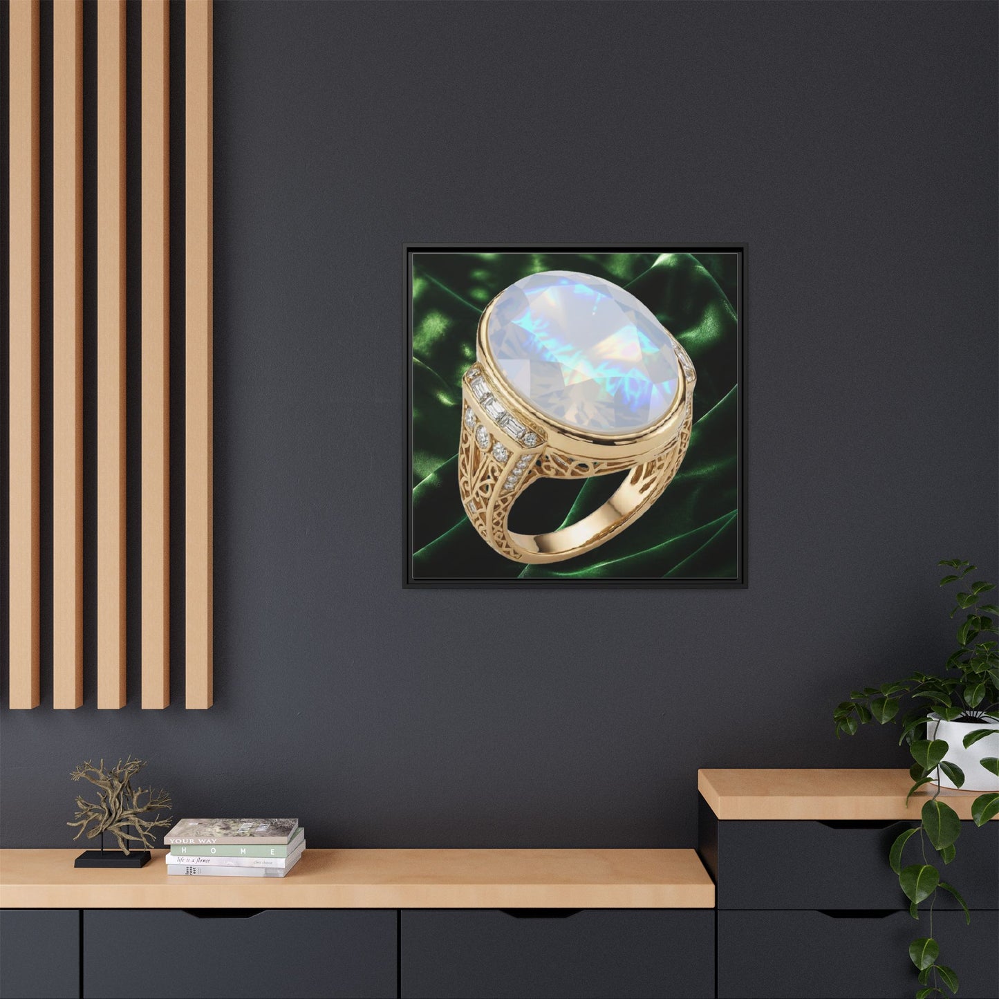 Oval Moonstone Radiance Ring Framed Canvas