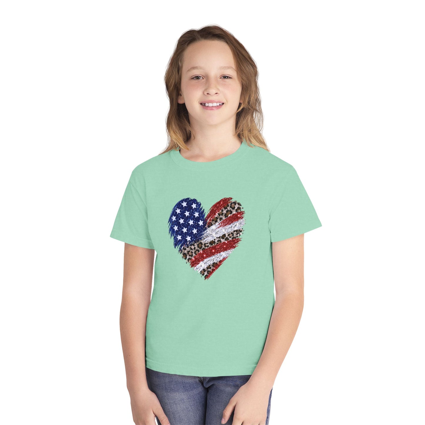 Distressed American Flag Heart Youth T-Shirt