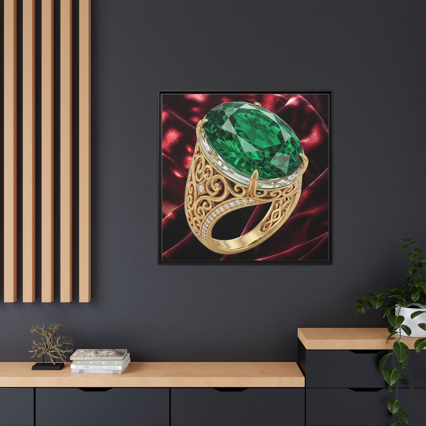 Gilded Emerald Velvet Canvas