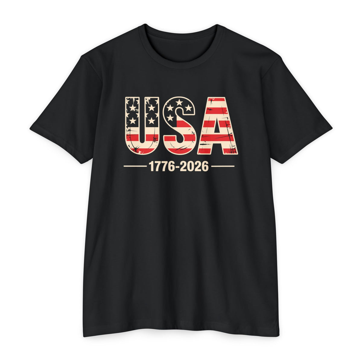 USA 1776-2026 Patriotic Flag Graphic T-Shirt