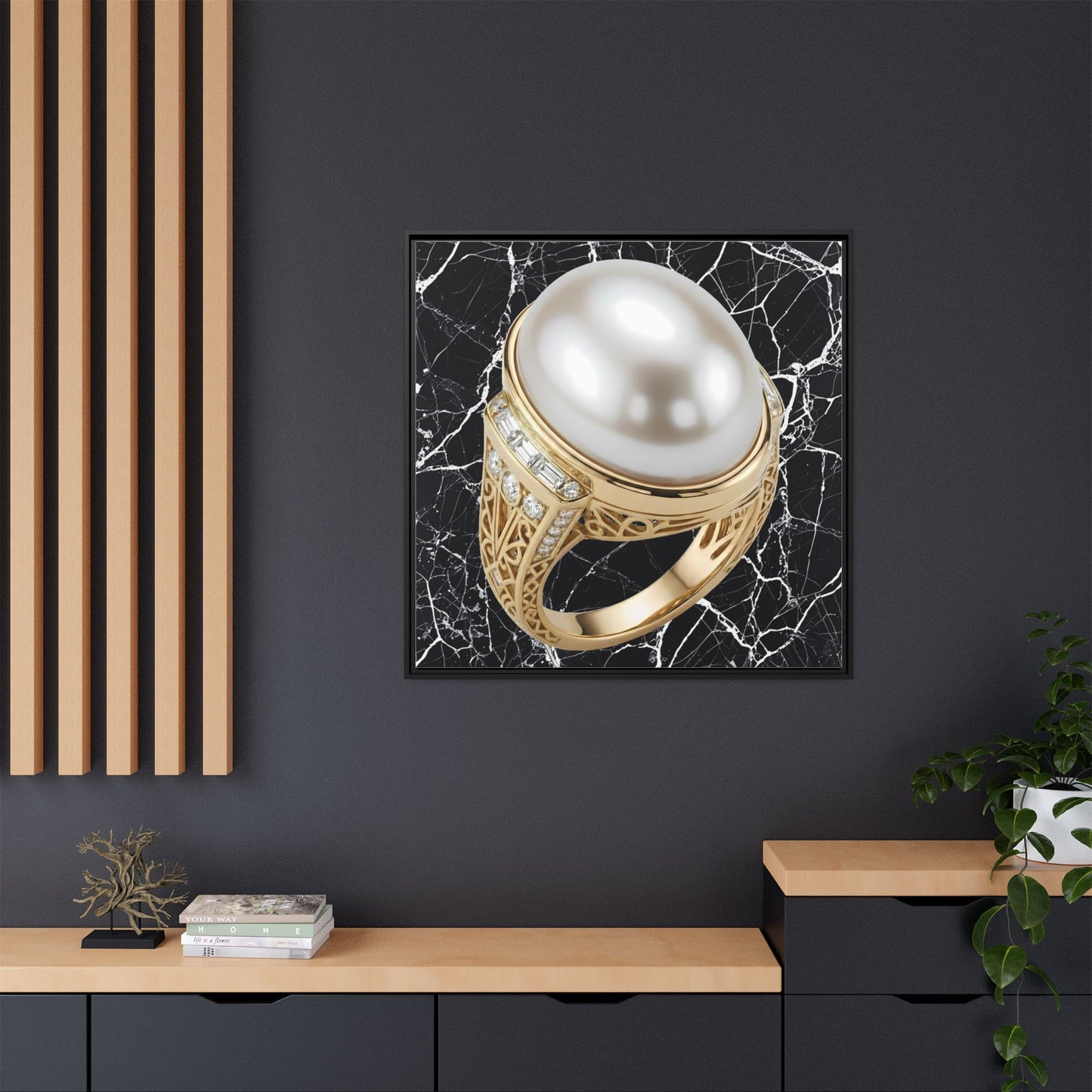 Pearl Ring Textured Marble Framed Canvas