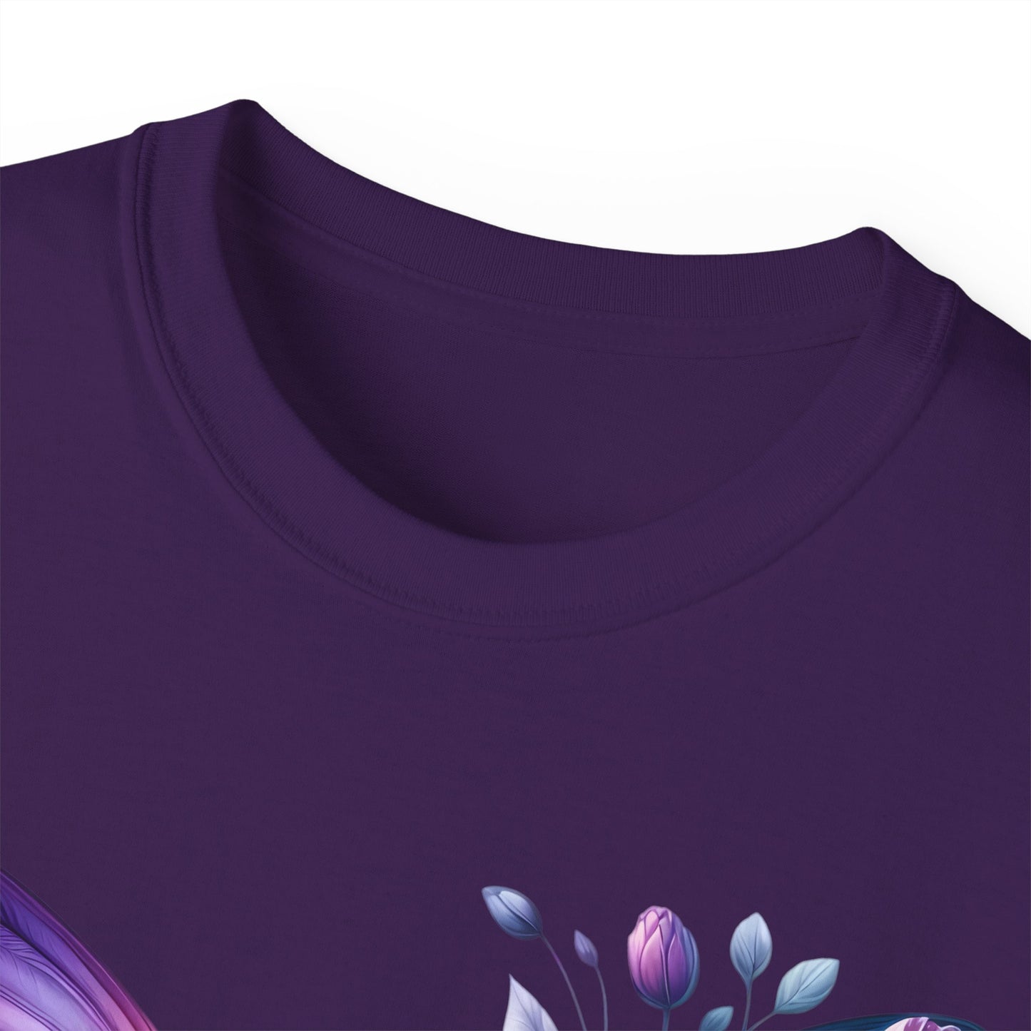 Purple Butterfly Floral Graphic T-Shirt