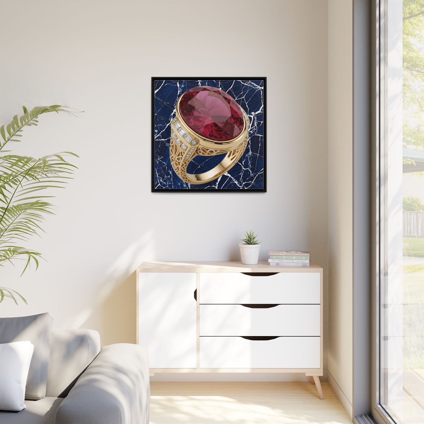 Midnight Ruby Marble Canvas