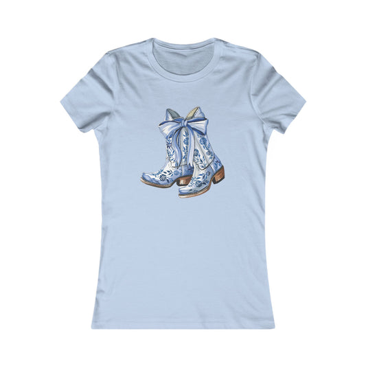 Blue Floral Cowboy Boots Tee