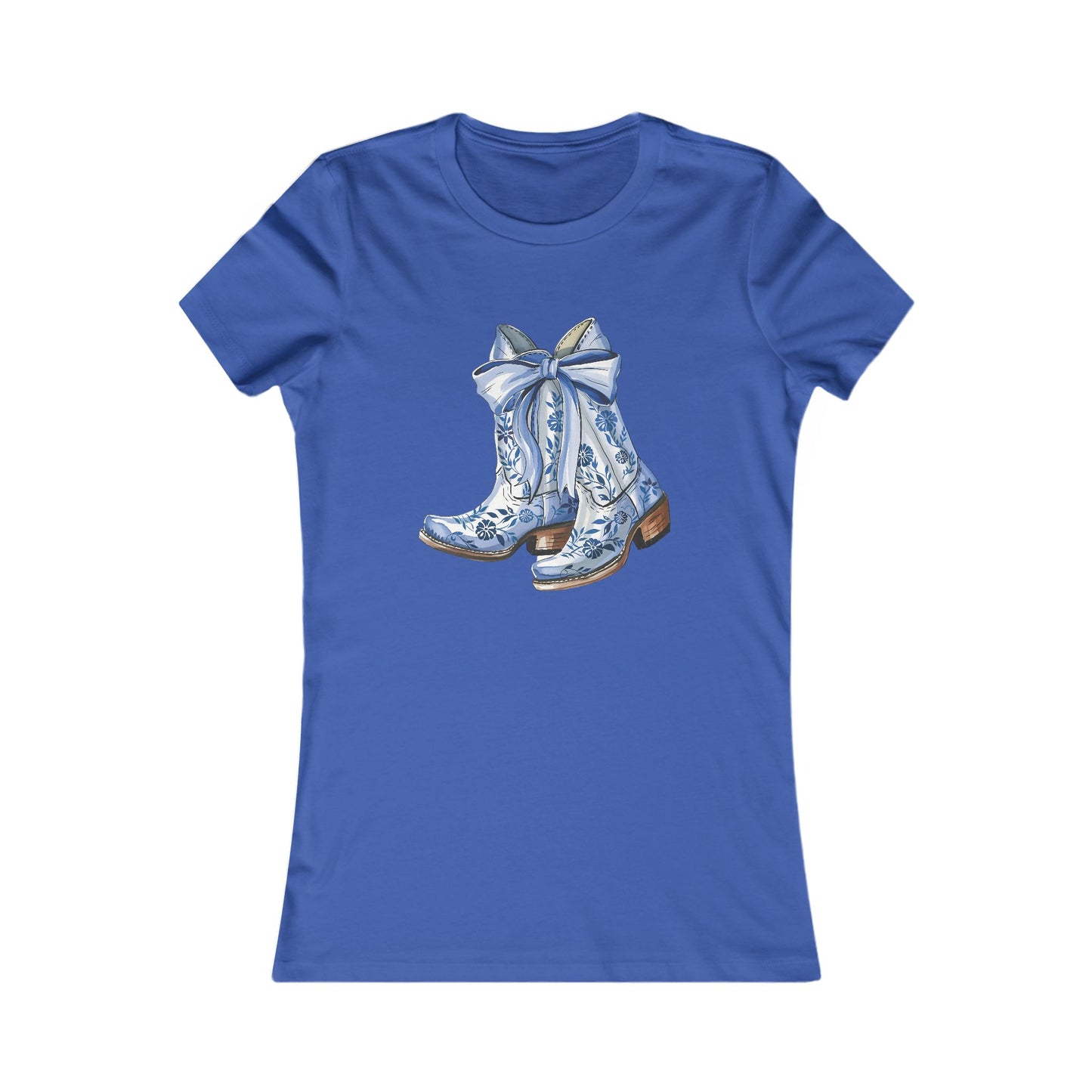 Blue Floral Cowboy Boots Tee