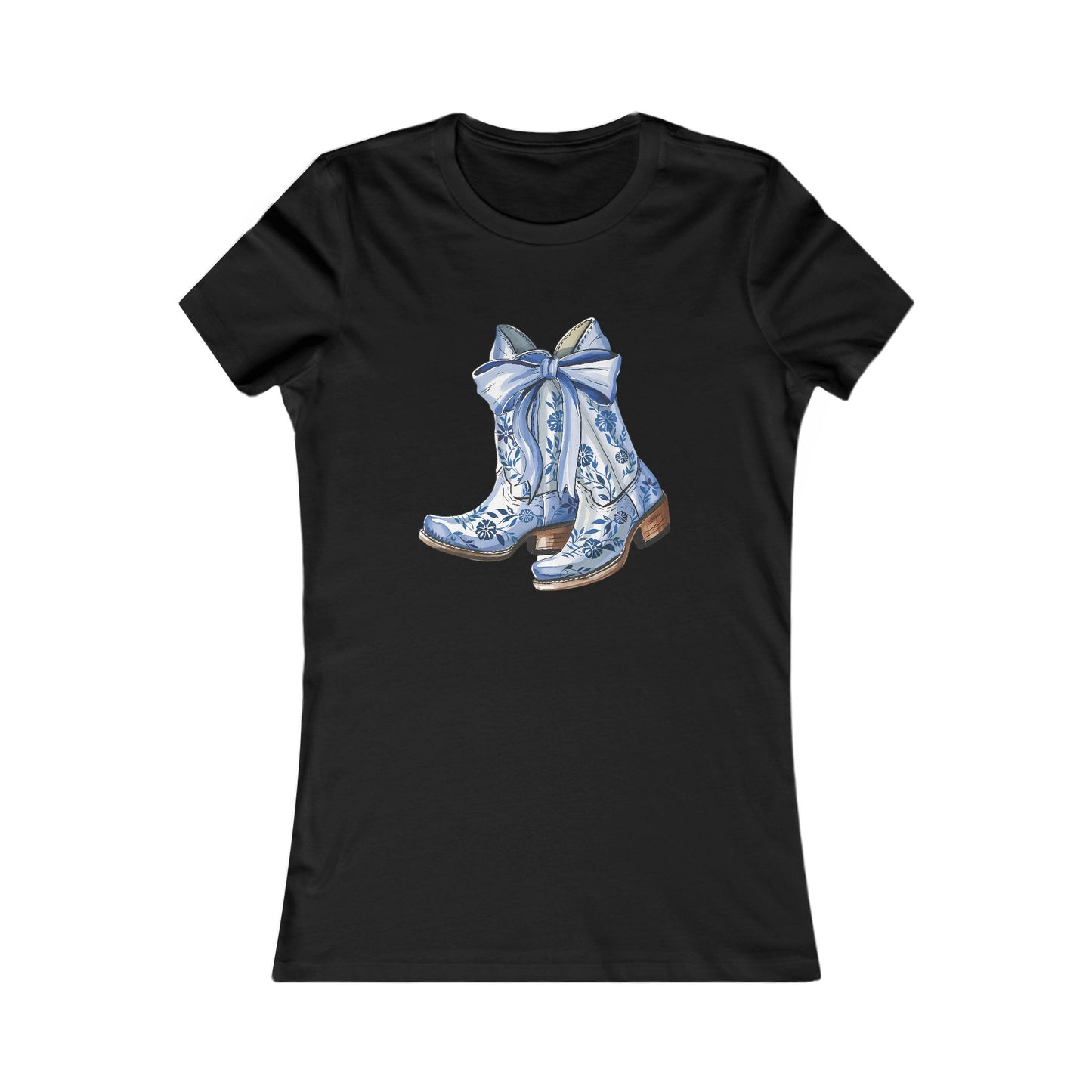 Blue Floral Cowboy Boots Tee