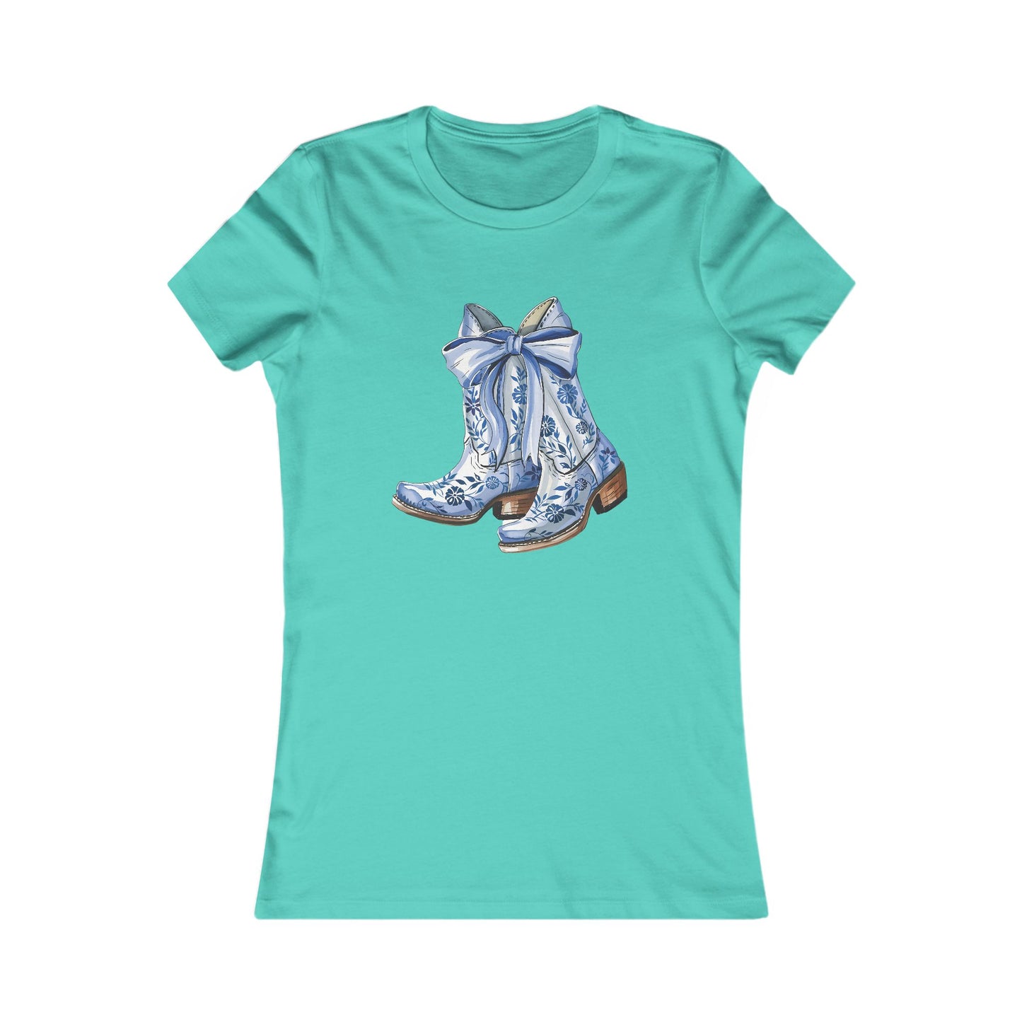 Blue Floral Cowboy Boots Tee