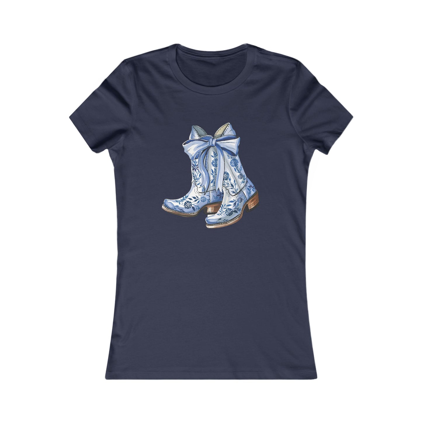 Blue Floral Cowboy Boots Tee