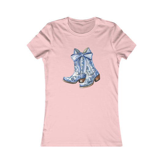 Blue Floral Cowboy Boots Tee