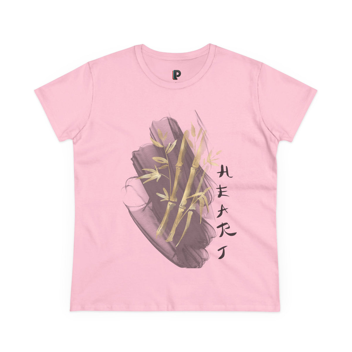 Golden Bamboo Ink Brush Front Print Women’s Tee