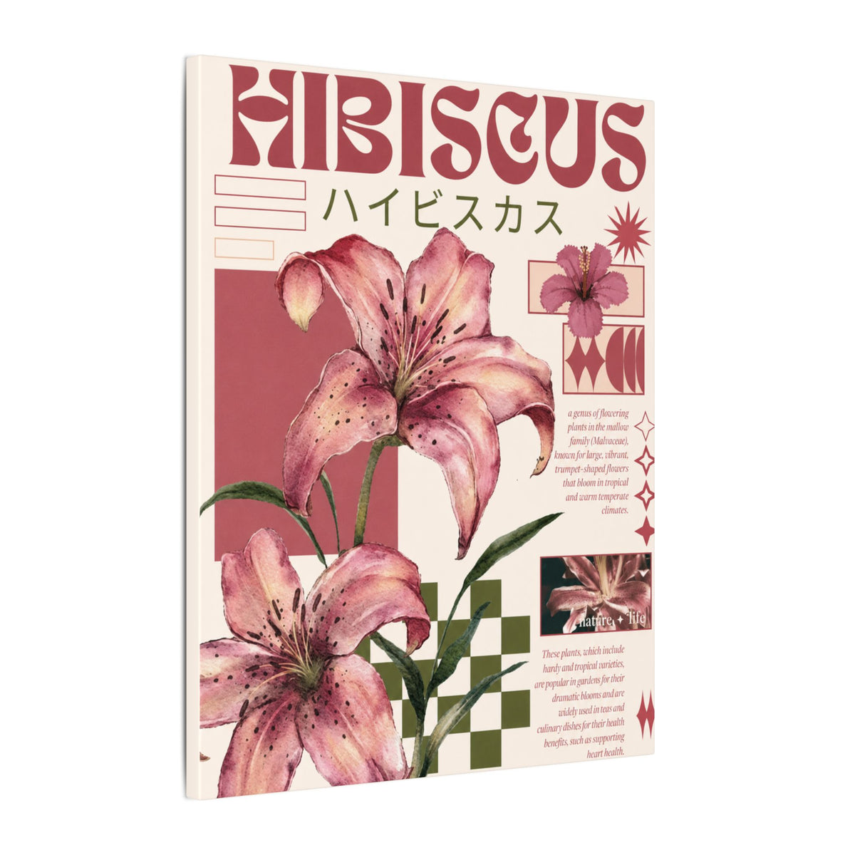 Hibiscus Botanical Matte Canvas Print