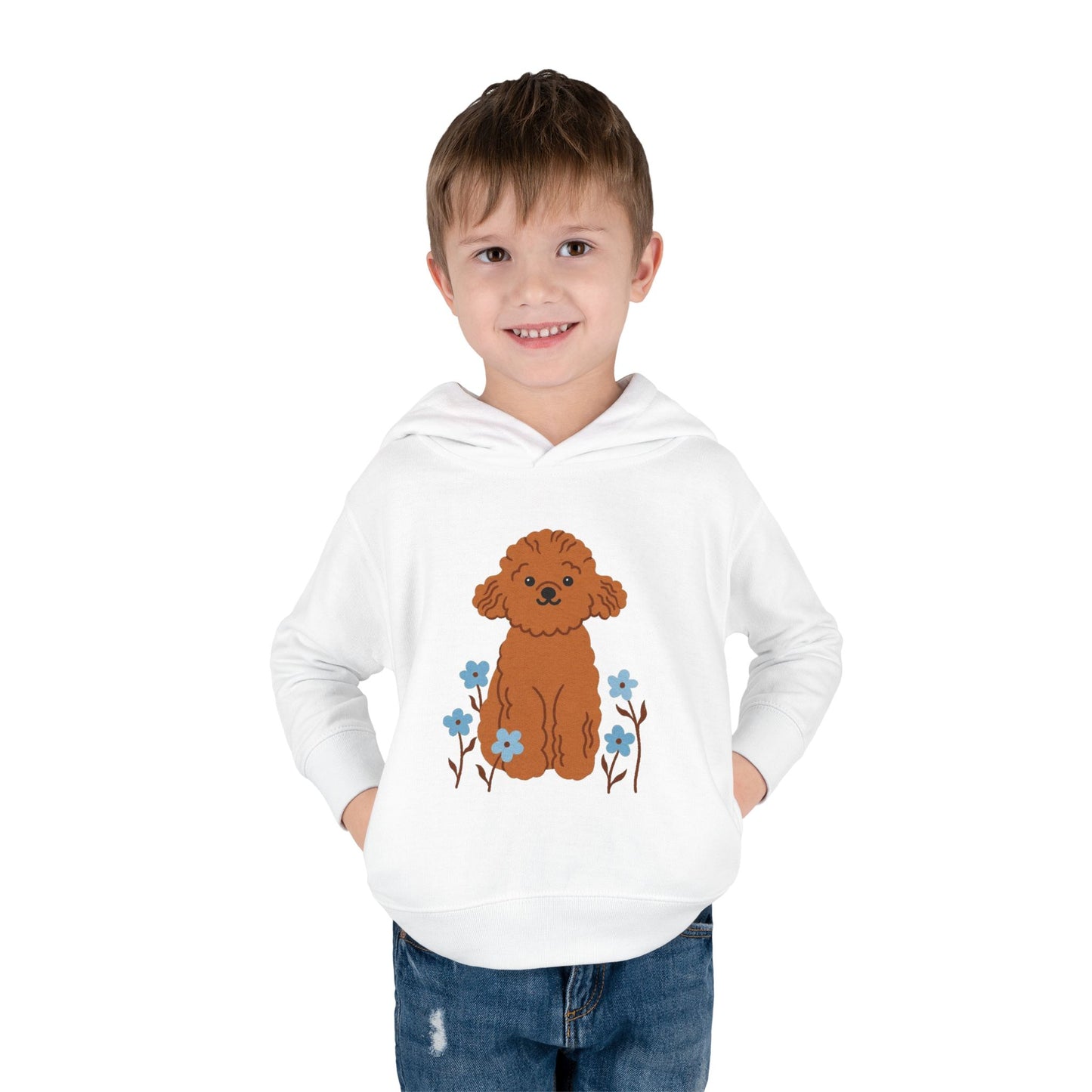 Curly Puppy and Wildflowers Toddler Hoodie
