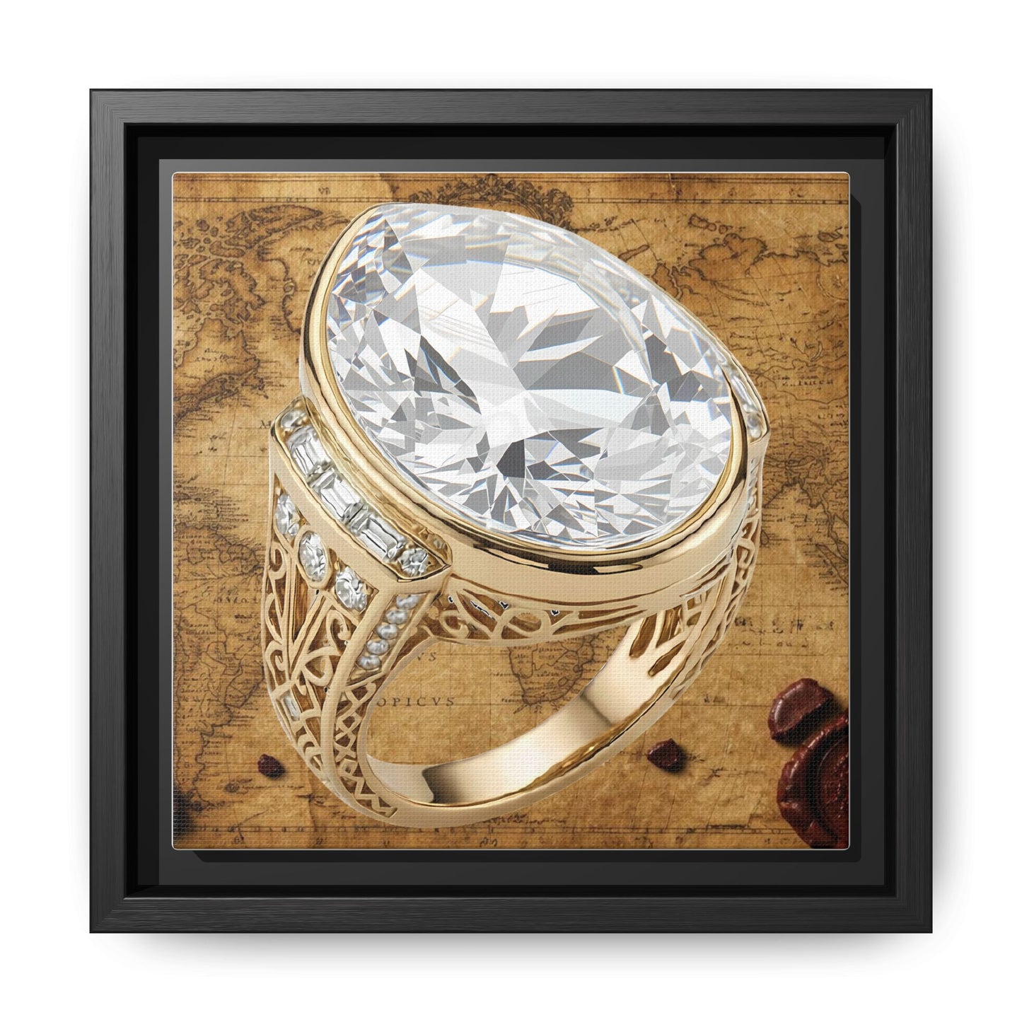 Oval Diamond Ring Framed Canvas