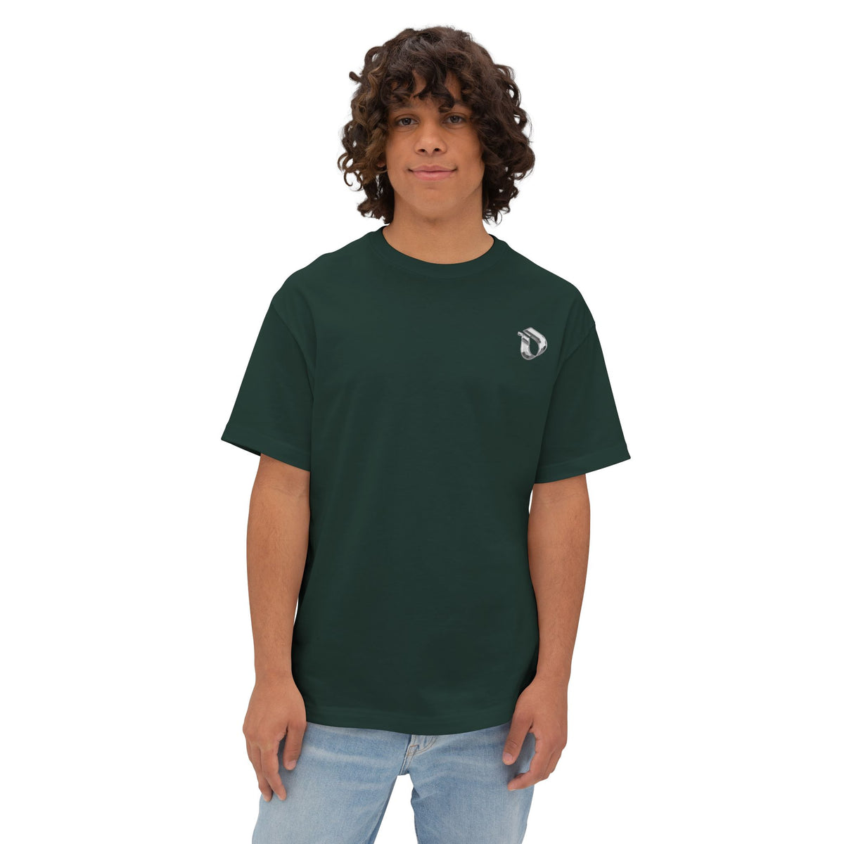 Silver Chrome Interlink Back Wordmark Boxy Cotton Tee