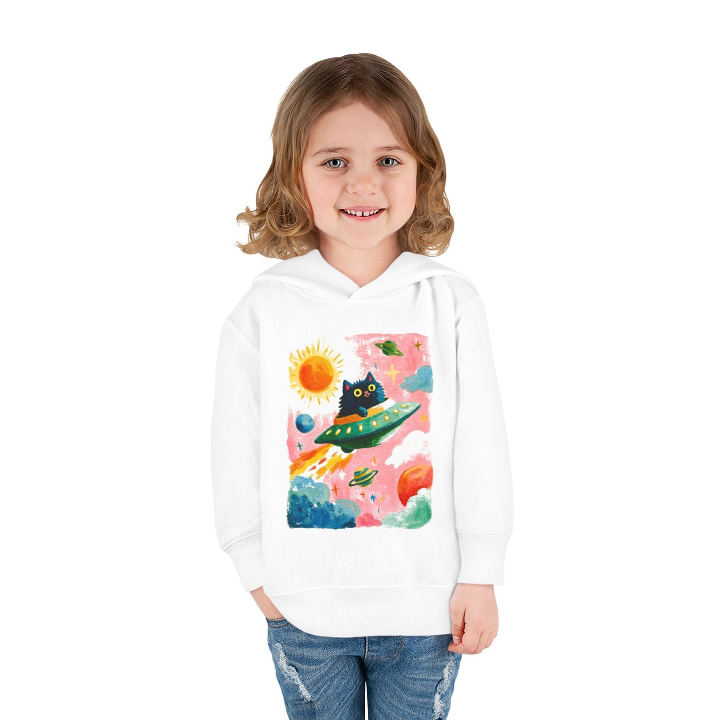 Space Cat UFO Toddler Hoodie