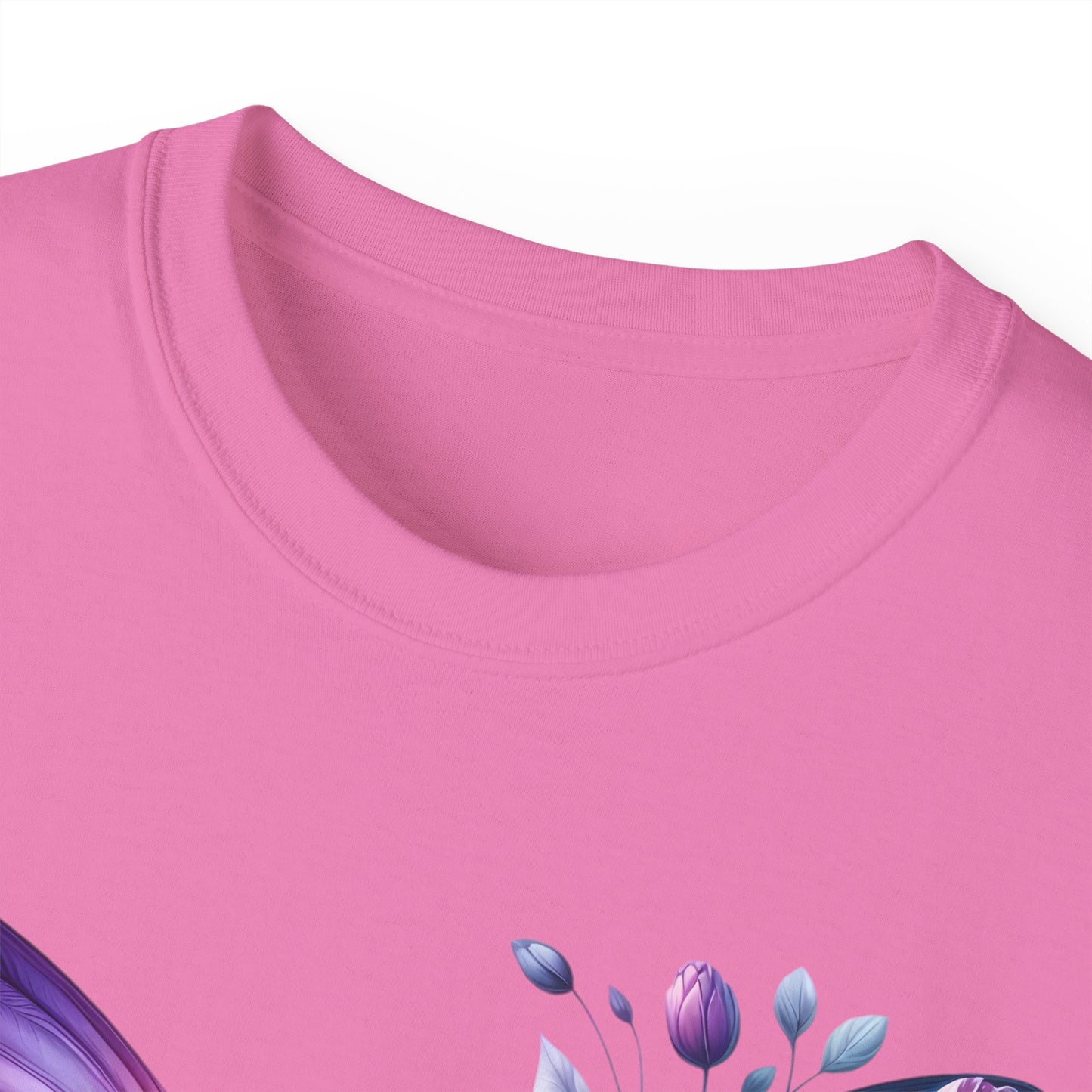 Purple Butterfly Floral Graphic T-Shirt