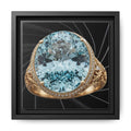 Aquamarine Oval Halo Black Velvet Framed Canvas