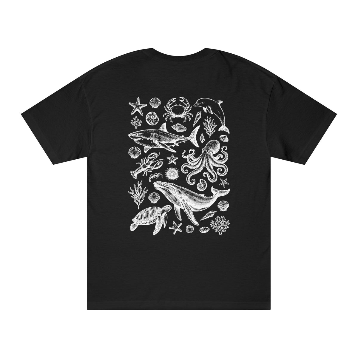 Ocean Wildlife Line Art Back Print Women’s Tee